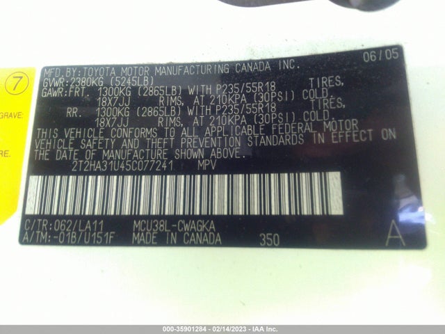 2T2HA31U45C077241 Lexus RX 330