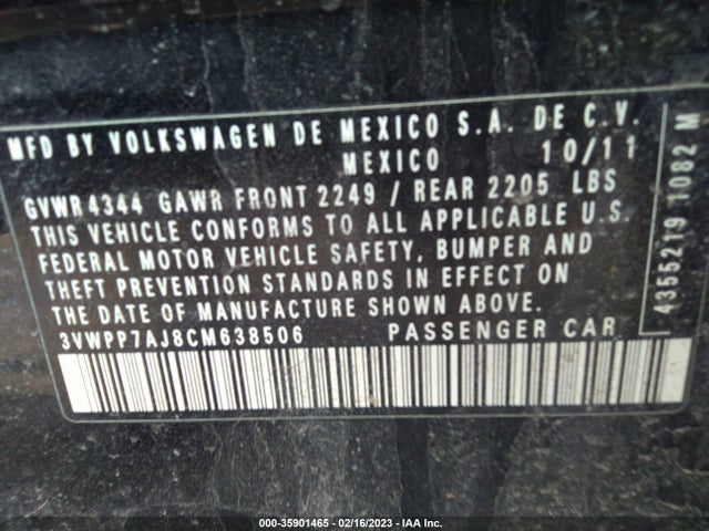 3VWPP7AJ8CM638506 Volkswagen Jetta Sportwagen S