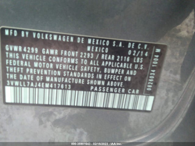 2014 VOLKSWAGEN JETTA SEDAN TDI VIN: 3VWLL7AJ4EM417613