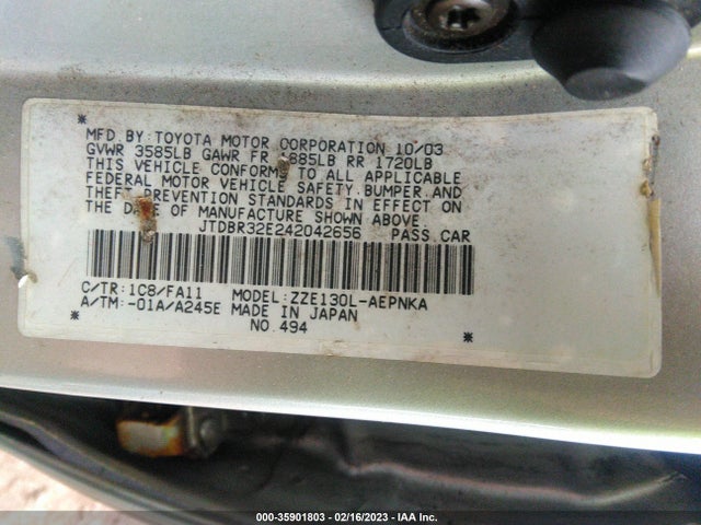 2004 TOYOTA COROLLA CE/LE VIN: JTDBR32E242042656