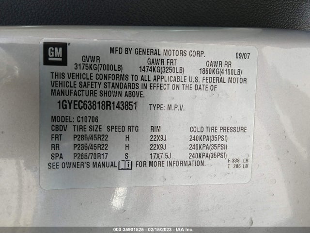 Cadillac Escalade 2008 1GYEC63818R143851 Image 11