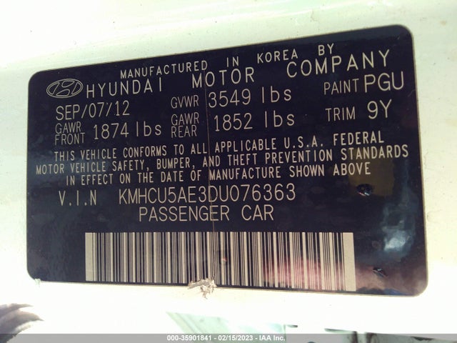 2013 HYUNDAI ACCENT SE VIN: KMHCU5AE3DU076363