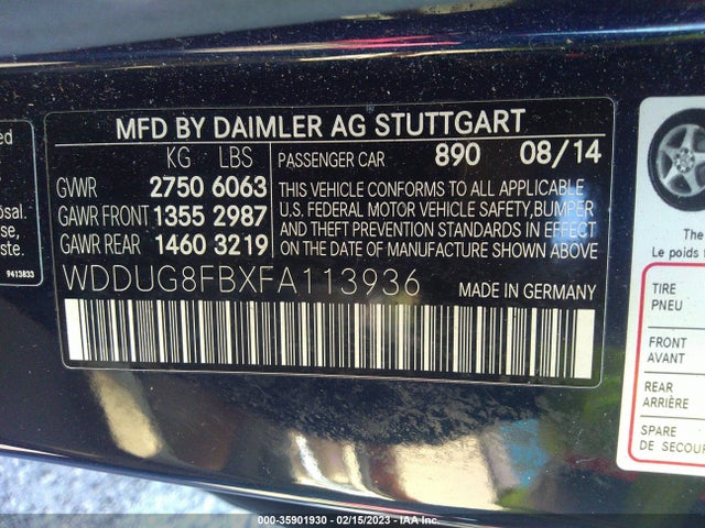 WDDUG8FBXFA113936 Mercedes-Benz S-class S 550