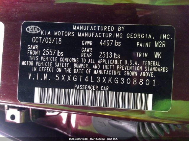 5XXGT4L3XKG308801 KIA Optima