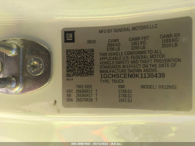 2019 Chevrolet Colorado, VIN: 1GCHSCEN0K1130439