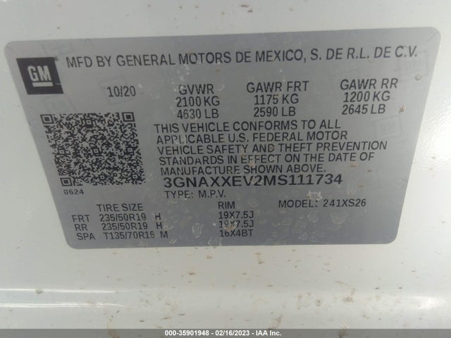 Chevrolet Equinox Premier 2021 3GNAXXEV2MS111734 Image 9