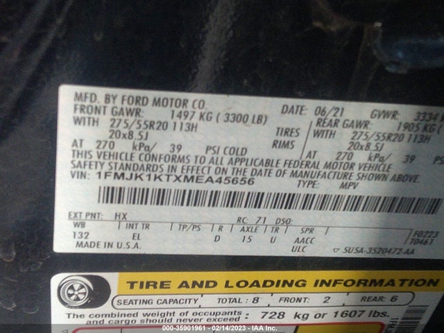 2021 Ford Expedition, VIN: 1FMJK1KTXMEA45656