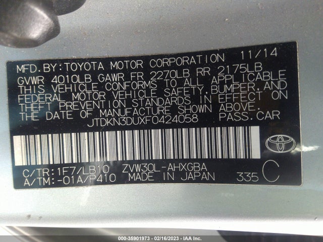 Toyota Prius 2015 JTDKN3DUXF0424058 Image 11