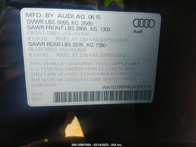 WA1D7AFP4GA006714 Audi Q5 Premium Plus
