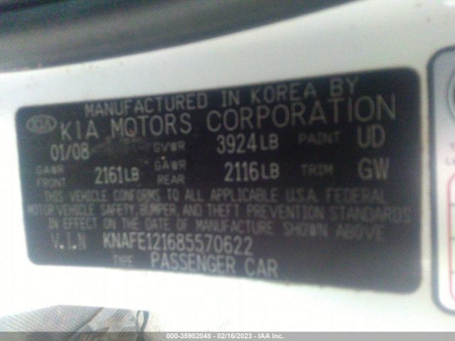 KNAFE121685570622 KIA SPECTRA LX
