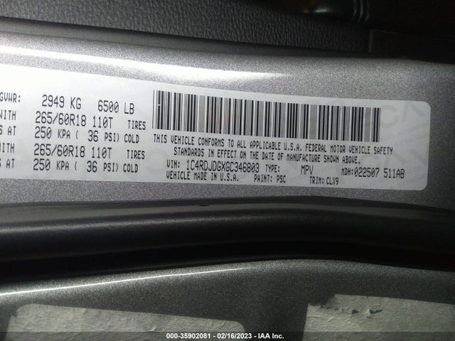 2016 Dodge Durango, VIN: 1C4RDJDGXGC346803