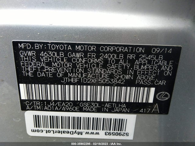 JTHBF1D2XF5053842 Lexus IS 250