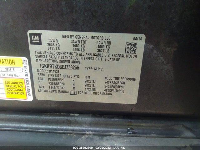 GMC Acadia Denali 2014 1GKKRTKD3EJ338255 Image 9