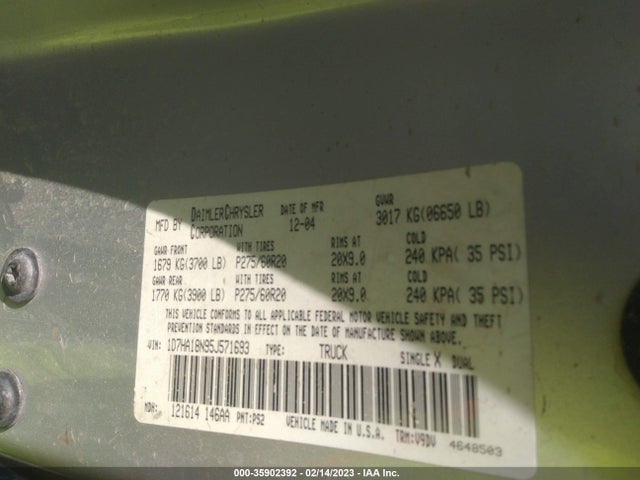 Dodge Ram 1500 Slt 2005 1D7HA18N95J571693 Image 10
