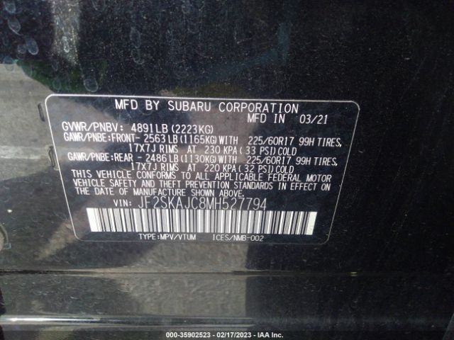 JF2SKAJC8MH527794 Subaru Forester Premium