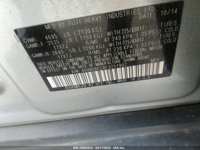4S4BSACC8F3251902 Subaru Outback 2.5i Premium