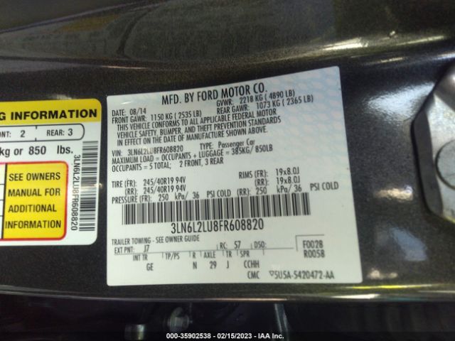 3LN6L2LU8FR608820 Lincoln MKZ HYBRID