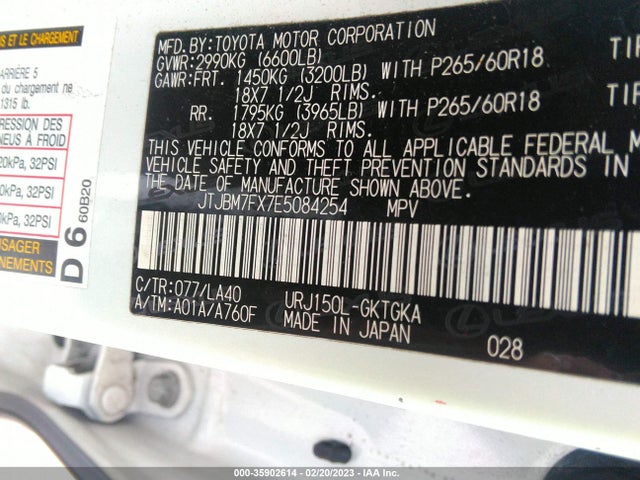 JTJBM7FX7E5084254 Lexus GX 460