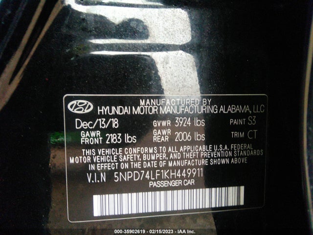 Hyundai ELANTRA SE 2019 5NPD74LF1KH449911 Image 10
