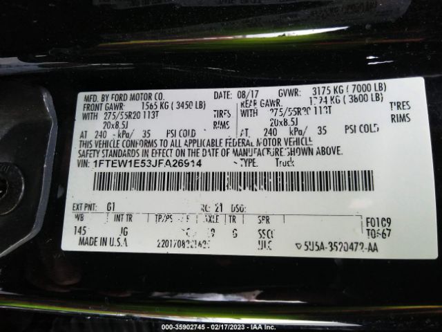 1FTEW1E53JFA26914 Ford F-150 Xl