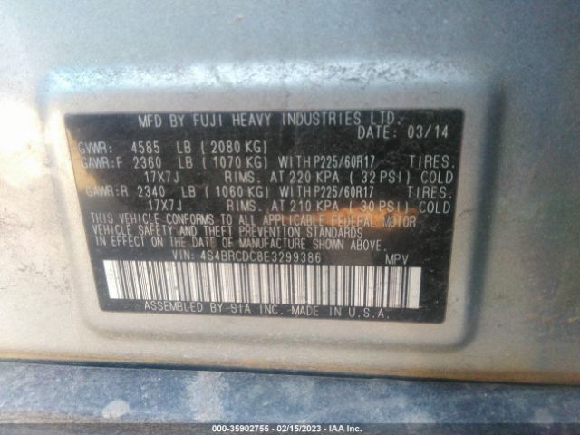 4S4BRCDC8E3299386 Subaru Outback 2.5i Premium