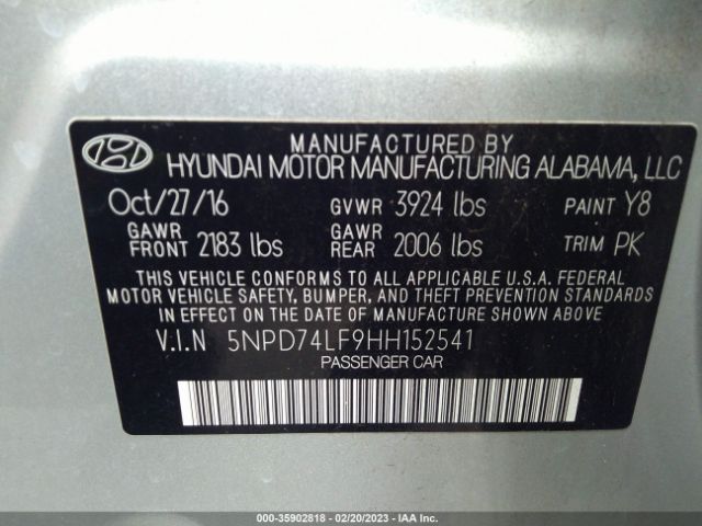 Hyundai ELANTRA SE 2017 5NPD74LF9HH152541 Image 10