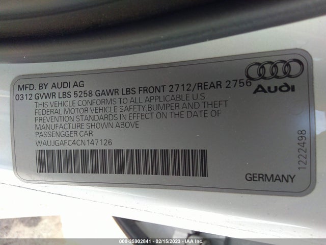 WAUJGAFC4CN147126 Audi A6 3.0t Prestige