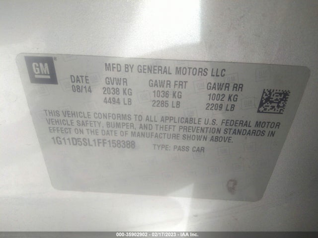 Chevrolet MALIBU LT 2015 1G11D5SL1FF158388 Image 9