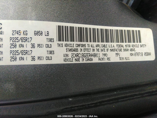 2C4RC1BG2ER448011 Chrysler Town & Country Touring