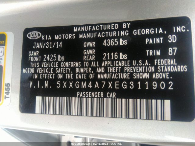 5XXGM4A7XEG311902 KIA Optima Lx