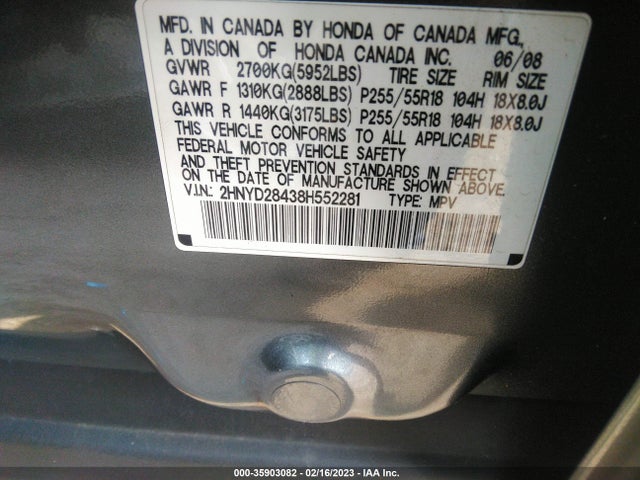 2HNYD28438H552281 Acura Mdx Tech/entertainment Pkg