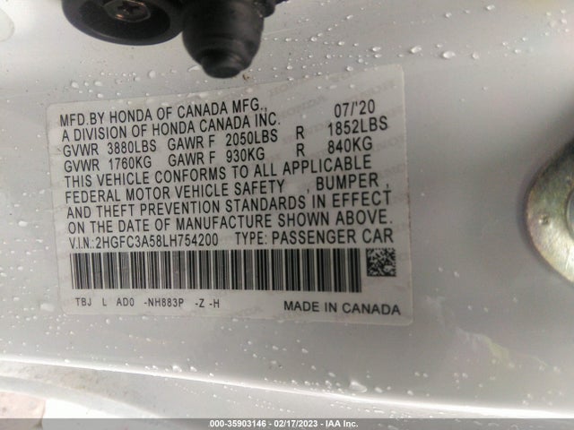 Honda CIVIC SI COUPE 2020 2HGFC3A58LH754200 Image 10