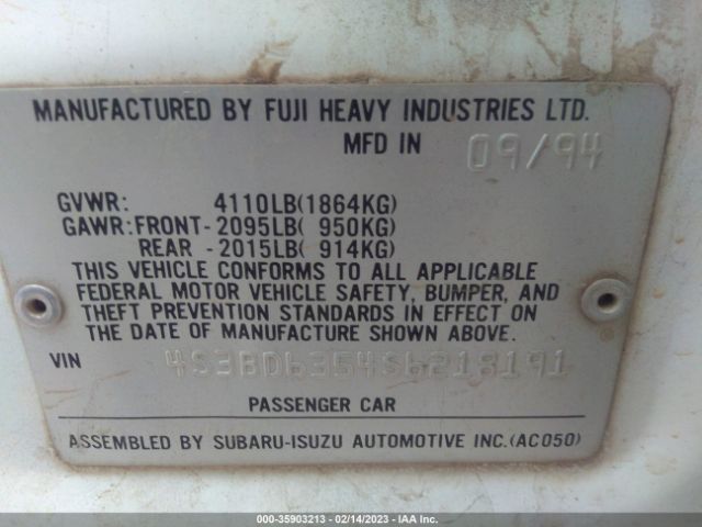 4S3BD6354S6218191 Subaru LEGACY L