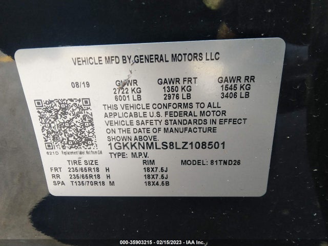 2020 GMC Acadia, VIN: 1GKKNMLS8LZ108501