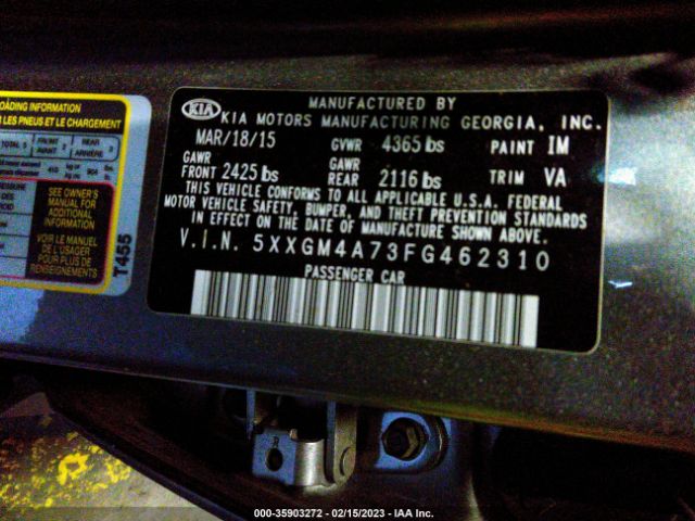 5XXGM4A73FG462310 KIA Optima Lx