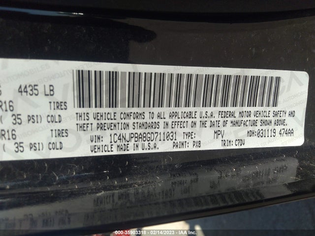 2016 Jeep Patriot, VIN: 1C4NJPBA8GD711031