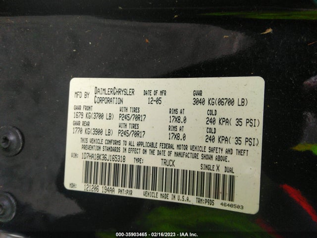 Dodge Ram 1500 St 2006 1D7HA18K36J165318 Image 10