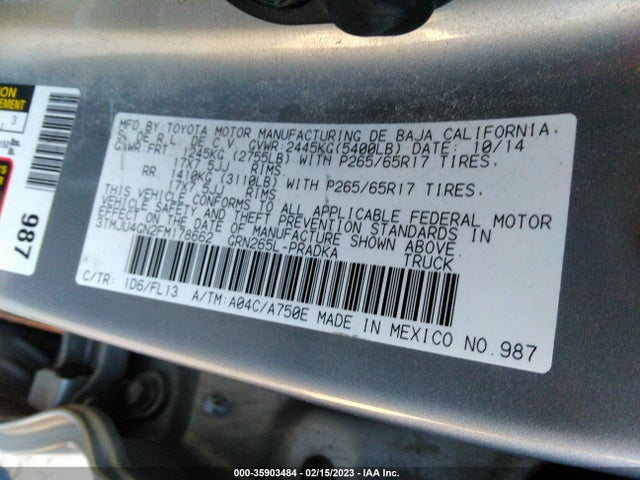 Toyota Tacoma Prerunner 2015 3TMJU4GN2FM178662 Image 10