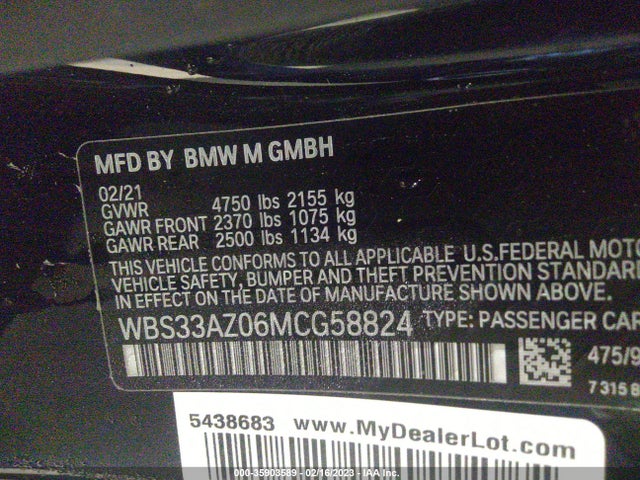 2021 BMW M4, VIN: WBS33AZ06MCG58824
