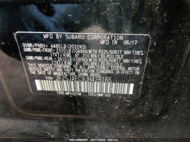 JF2SJAEC9JH428166 Subaru Forester Premium
