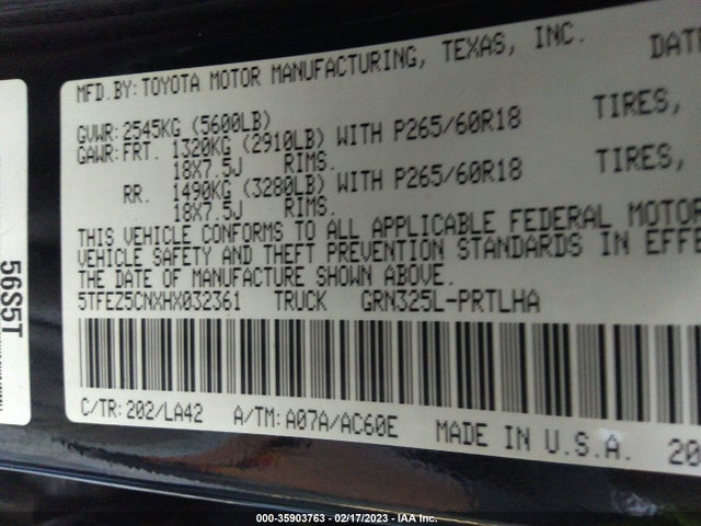 2017 Toyota Tacoma, VIN: 5TFEZ5CNXHX032361