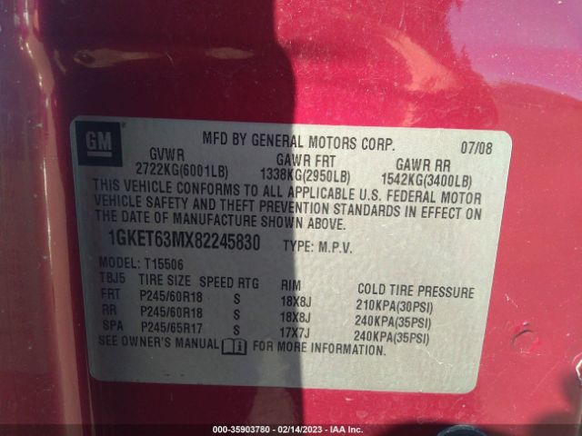 1GKET63MX82245830 GMC Envoy Denali
