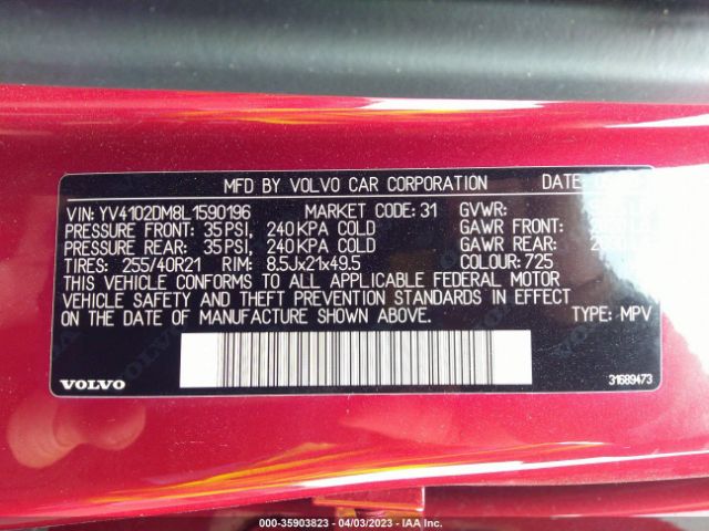 YV4102DM8L1590196 Volvo Xc60 R-design