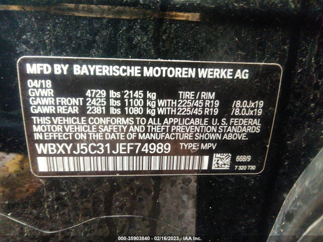 BMW X2 Xdrive28i 2018 WBXYJ5C31JEF74989 Image 9