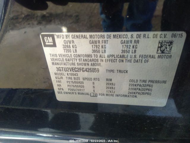 3GTU2VEC2FG426059 GMC Sierra 1500 Slt
