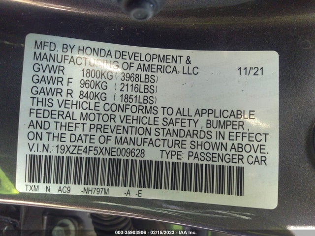 2022 Honda Insight, VIN: 19XZE4F5XNE009628