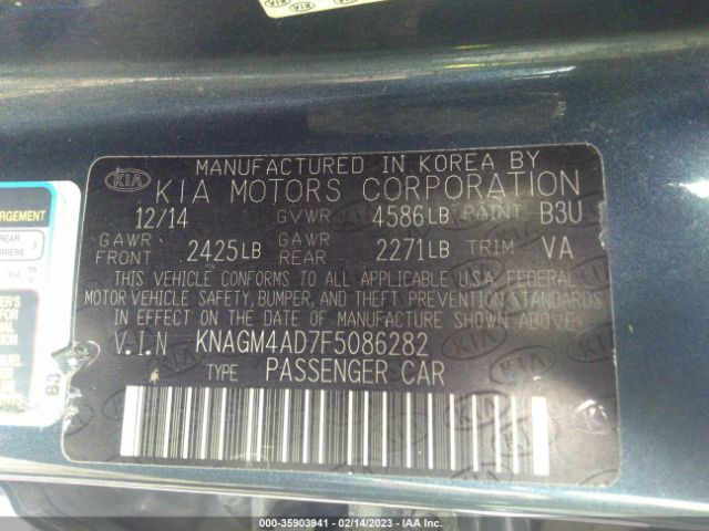 KNAGM4AD7F5086282 KIA OPTIMA HYBRID