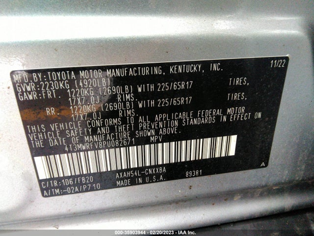 2023 Toyota RAV4, VIN: 4T3MWRFV8PU082671