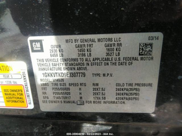 1GKKVTKD9EJ307779 GMC Acadia Denali