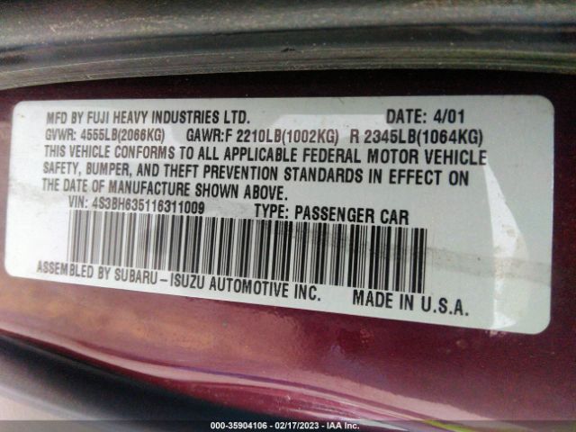 4S3BH635116311009 Subaru Legacy Wagon L